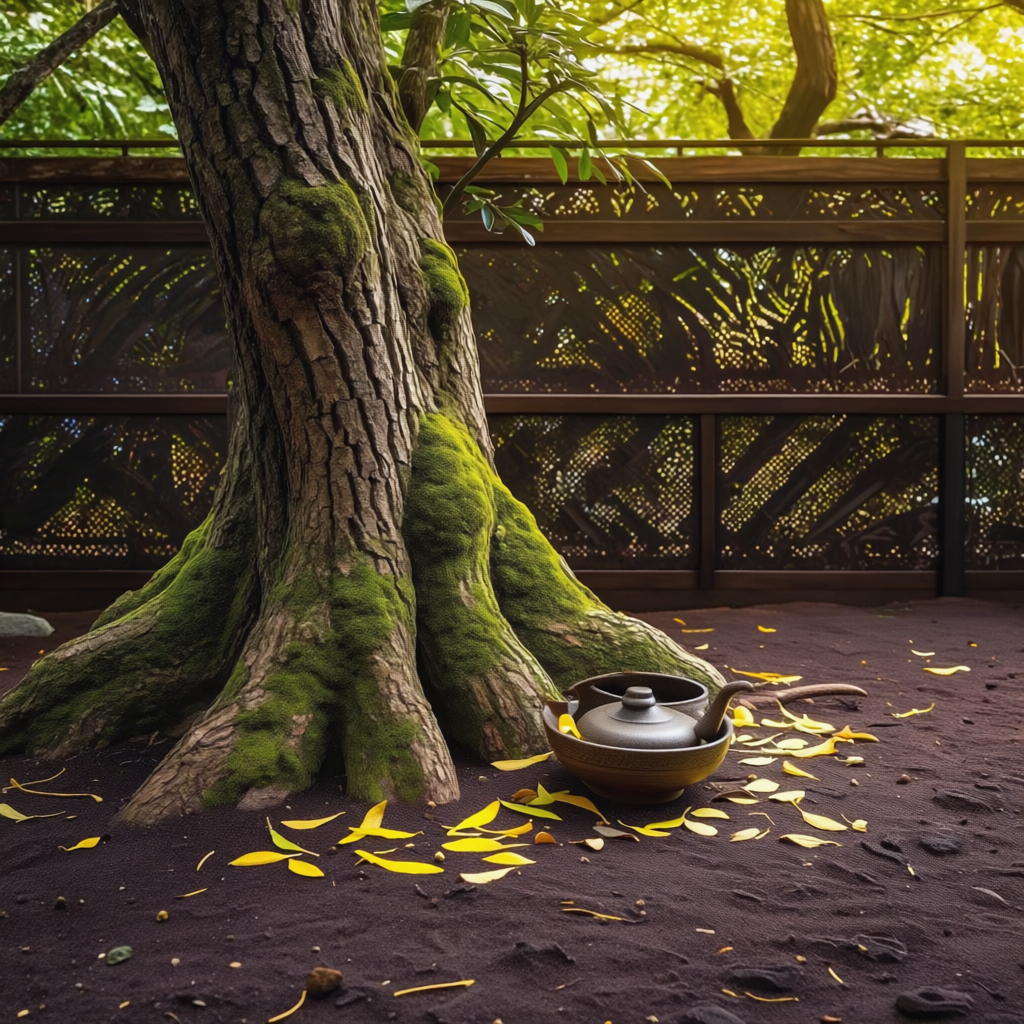 Alter Teebaum in Yunnan mit Gaiwan